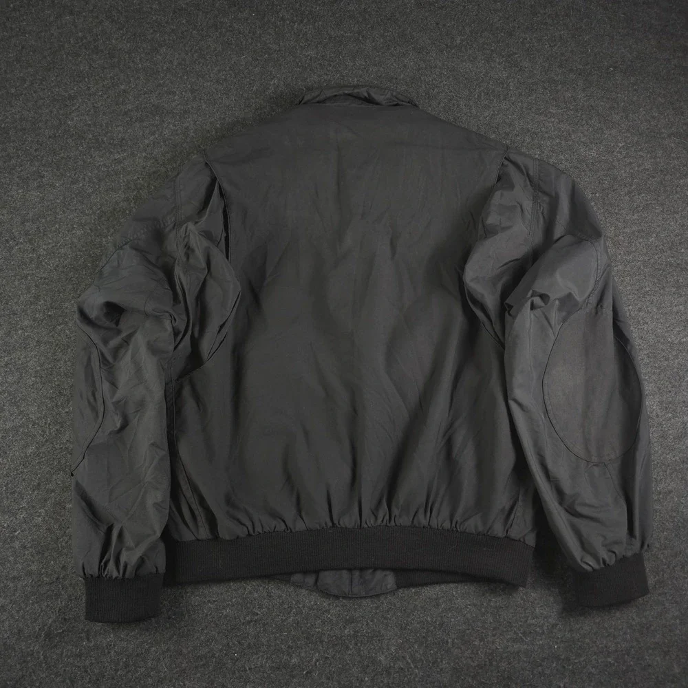 Vtg Faconnable Albert Goldberg Black Biswing Bomber Jacket Elbow Patches Men's L - Picture 4 of 16